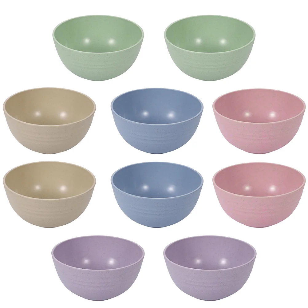 

10 Pcs Anti-fall Rice Bowls Cereal Bowls Unbreakable Healthy Safe Easy Clean Wide Base Large Capacity Pink