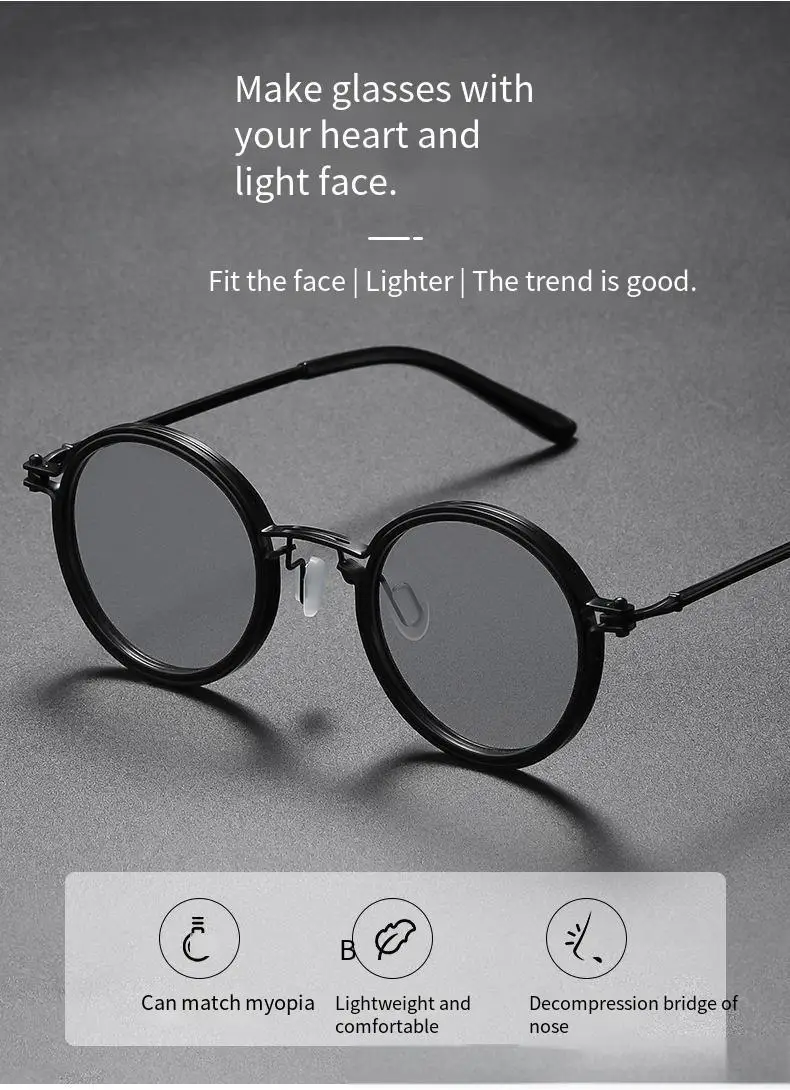 2026 Modische Neue Metall-Sonnenbrille mit Kleinem Rahmen, Runde Retro-Brille für Herren, Street-Photography-Brille, Hip-Hop UV-Schutz Sonnenbrille – Detail 3