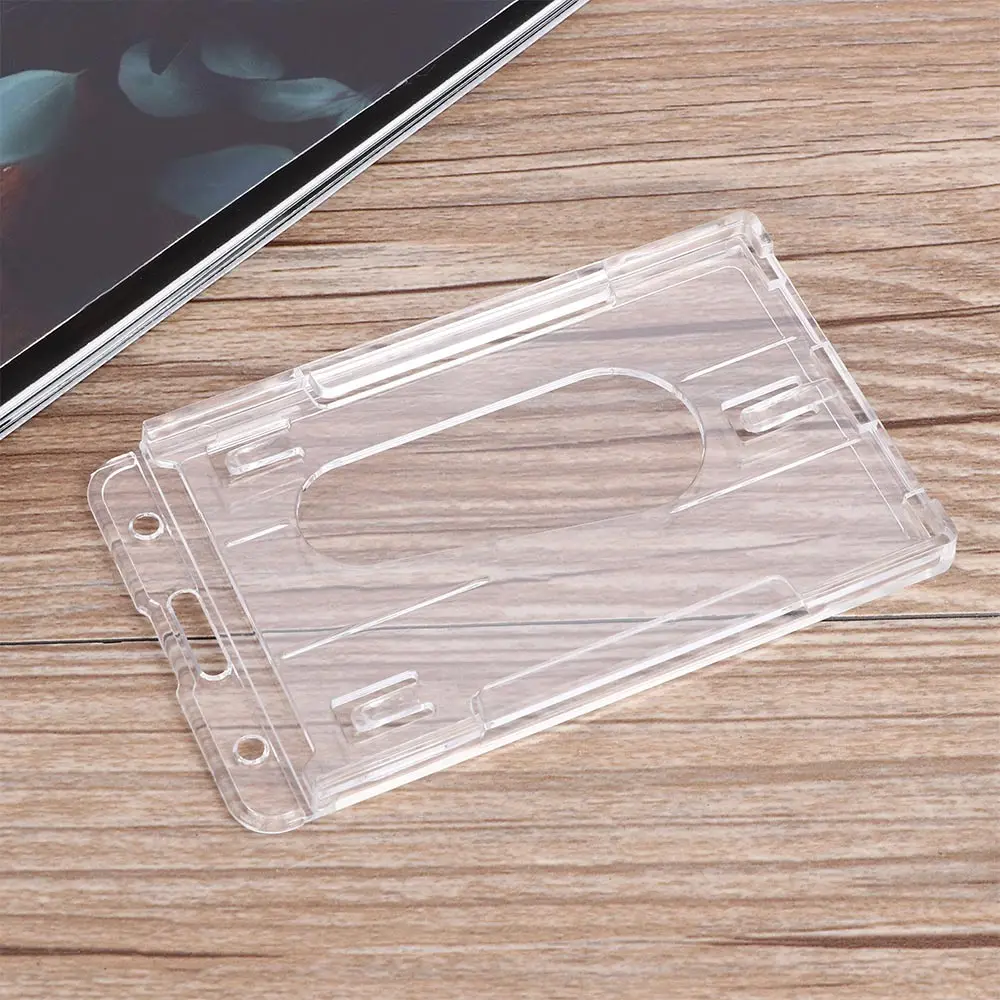 10x6cm Vertical Plastic Badge Holder Clear Double Card ID case Transparent