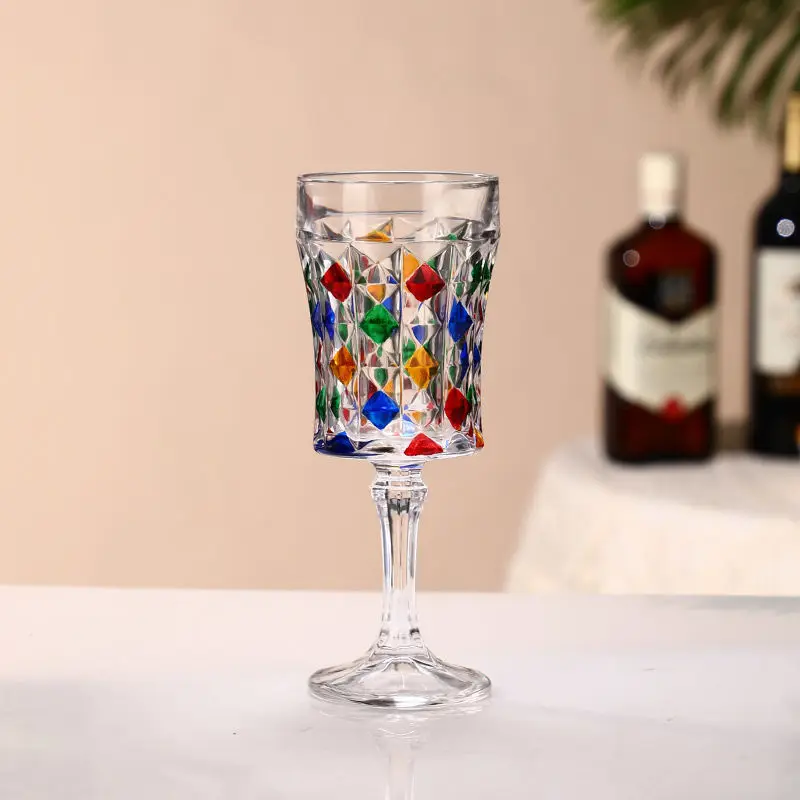 Luxury Goblet Crystal Glass Cocktail Cup Europe Goblet Cup Creative Colorful Red Wine Glass Italian Style Champagne Glass