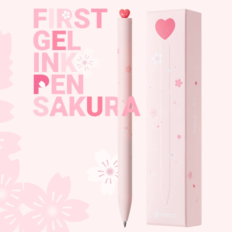 KACO Cute Pens FIRST Gel Pen Set 0.5MM Rotary Sakura Signature Pen Extra 2 Refill Cute Valentine's Day Christmas Gift for Girl