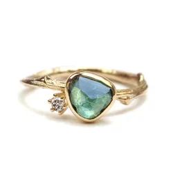 KSRA Fashion Creative Geometry Irregular Gold Color Inlaid Green Color Crystal Ring For Women Party Gifts Customized Jewelry