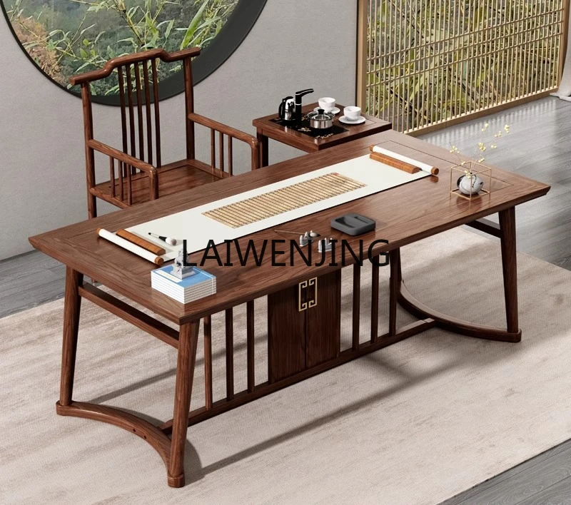 طاولة الخط الصيني الجديدة SGF من الخشب الصلب مع أدراج طاولة شاي Zen العتيقة مدمجة #2