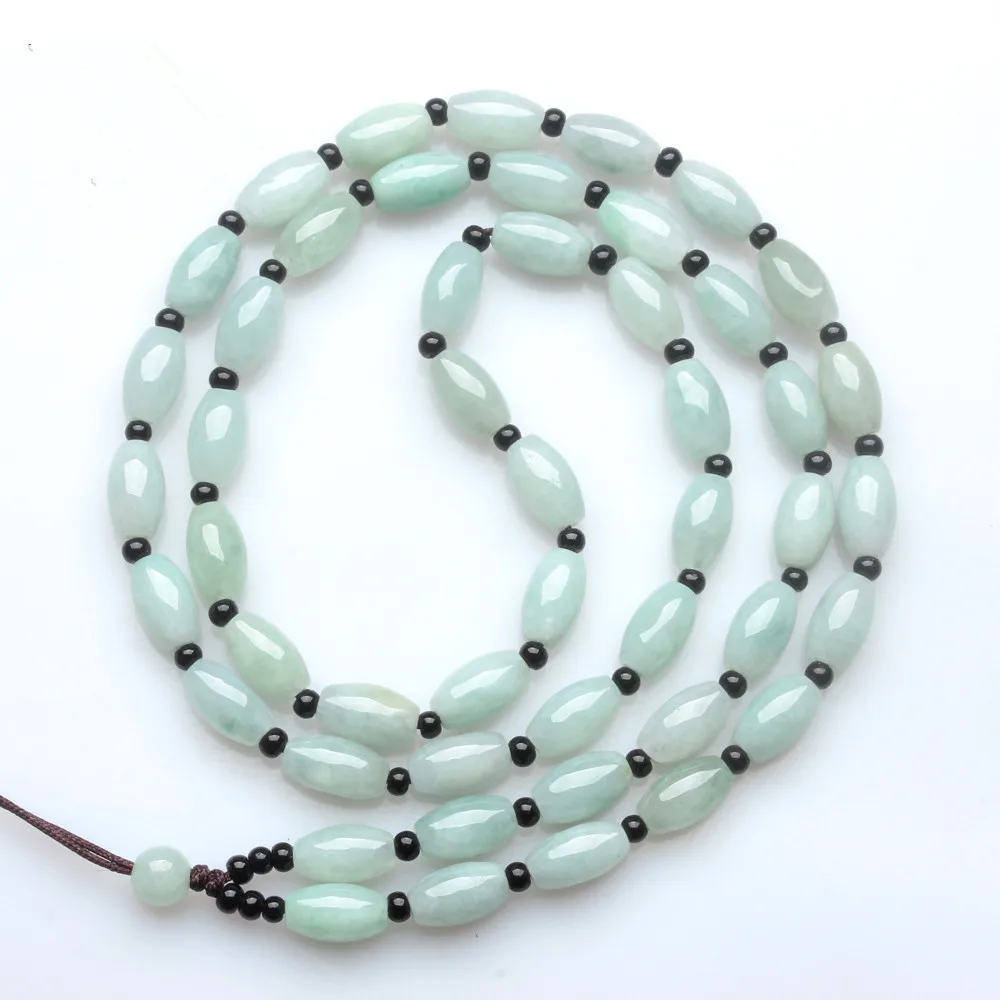 

Natural Myanmar Jadeite Grade A Burma Jade Rice Beads Luxury Pendant Lanyard Neck Strap Men Women Healing Gemstone Fine Jewelry