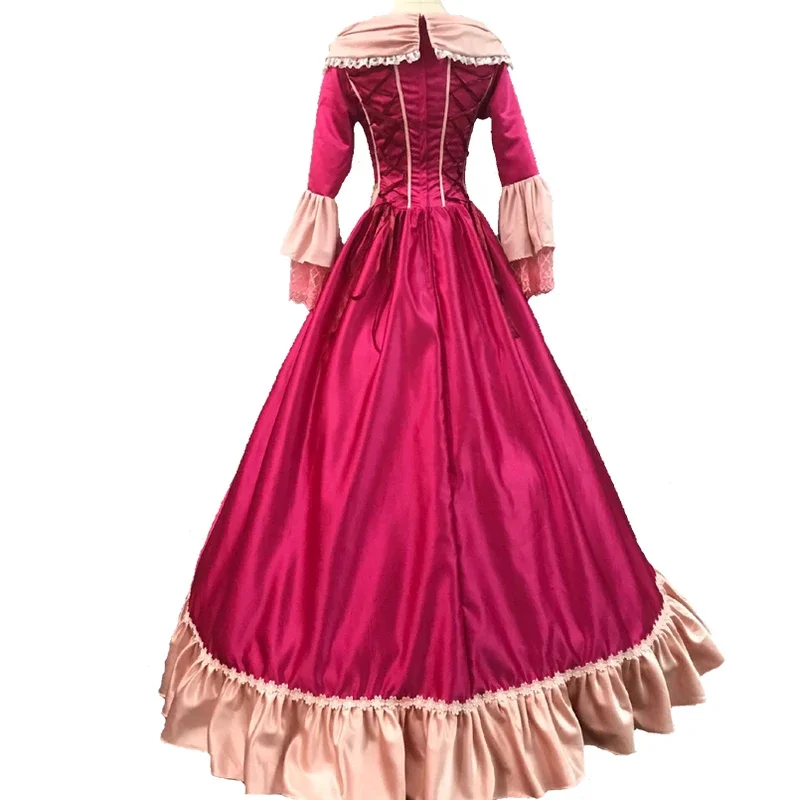 Belle Cosplay Kostüm rotes Kleid Halloween Kostüme Damen Mädchen Kleid mit langen Ärmeln für Weihnachtsfeier