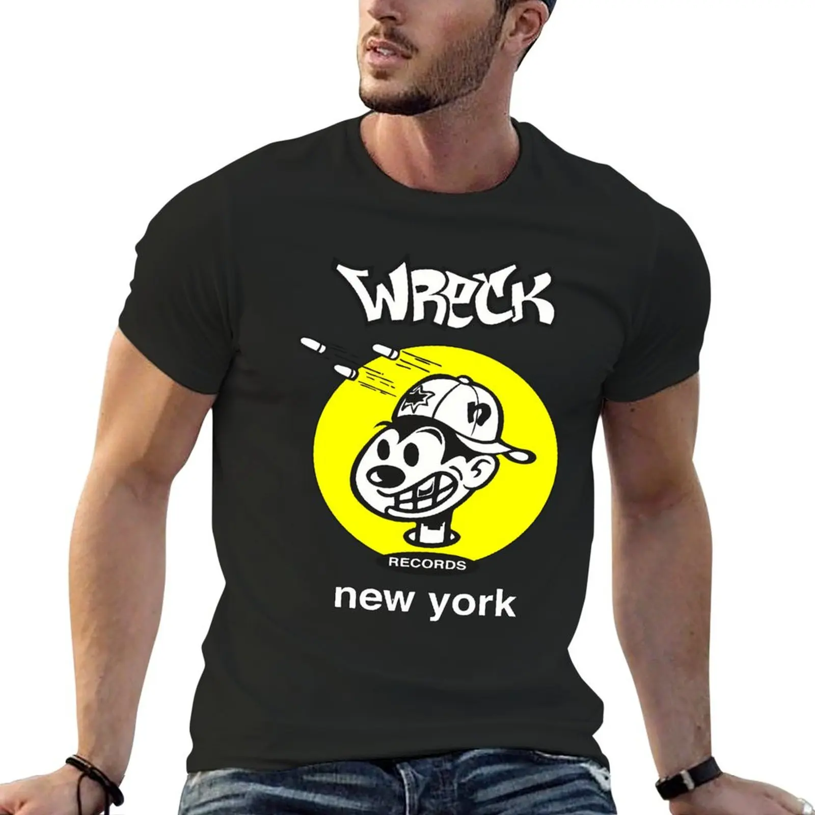 

Vintage Wreck Records Yellow Logo Active T-Shirt cheap stuff summer top plain black t shirts men