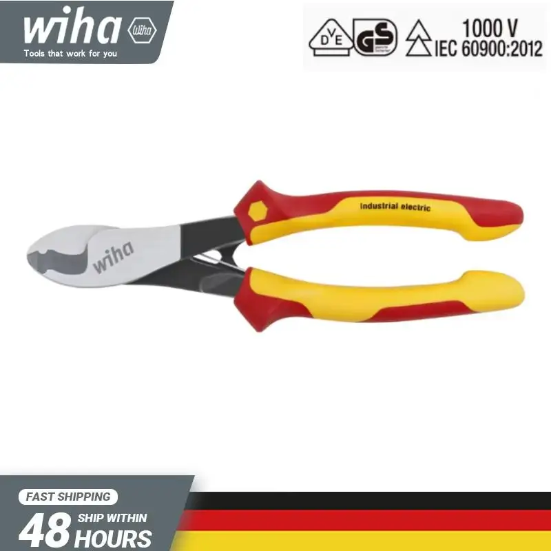 WIHA 43663 Insulated Cable Wire Cutter 210mm 1000V VDE with Switchable Open Spring Industrial Cable Cutter