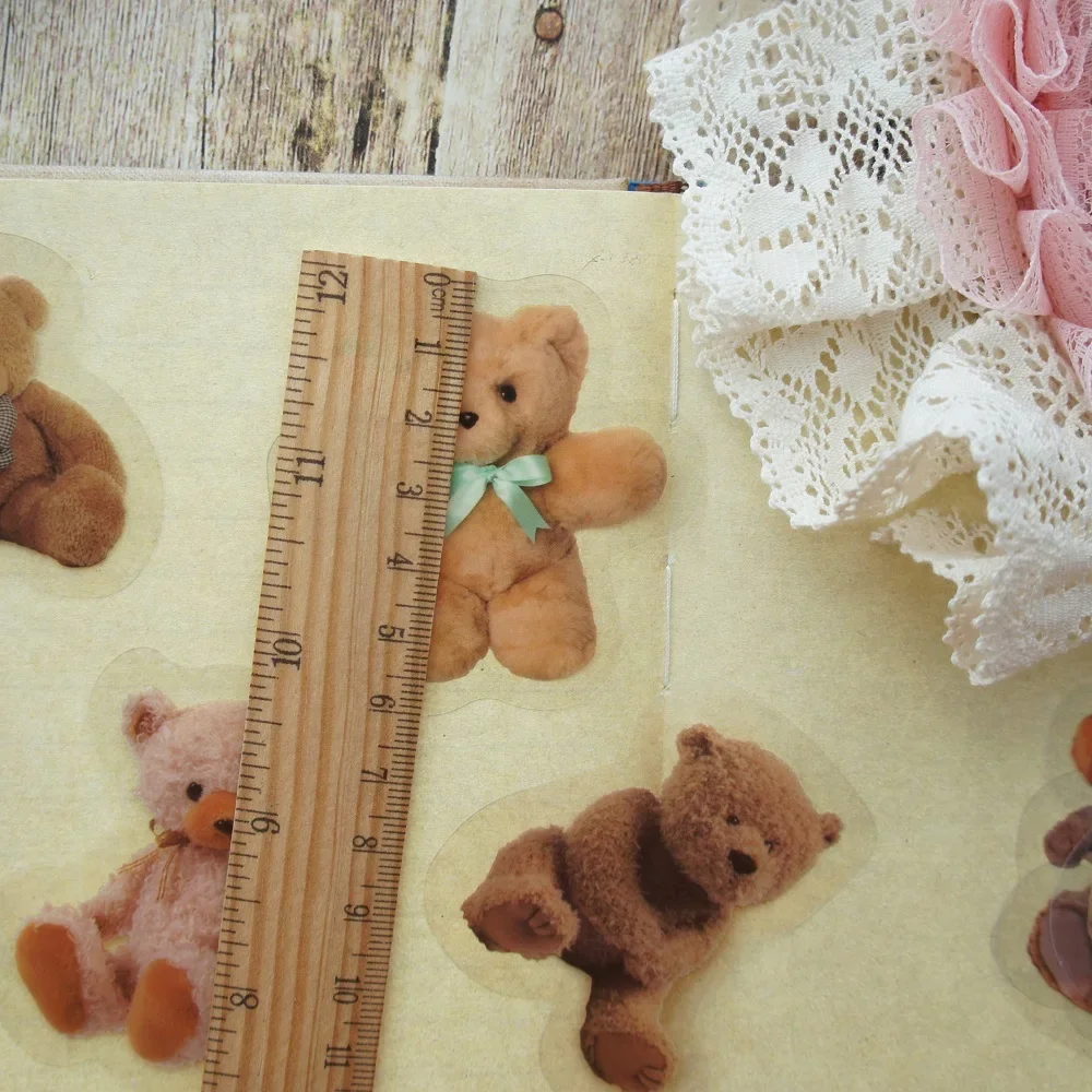 38pcs MIX Size Brown Bear Doll Style PVC Sticker Scrapbooking DIY Gift Packing Label Decoration Tag