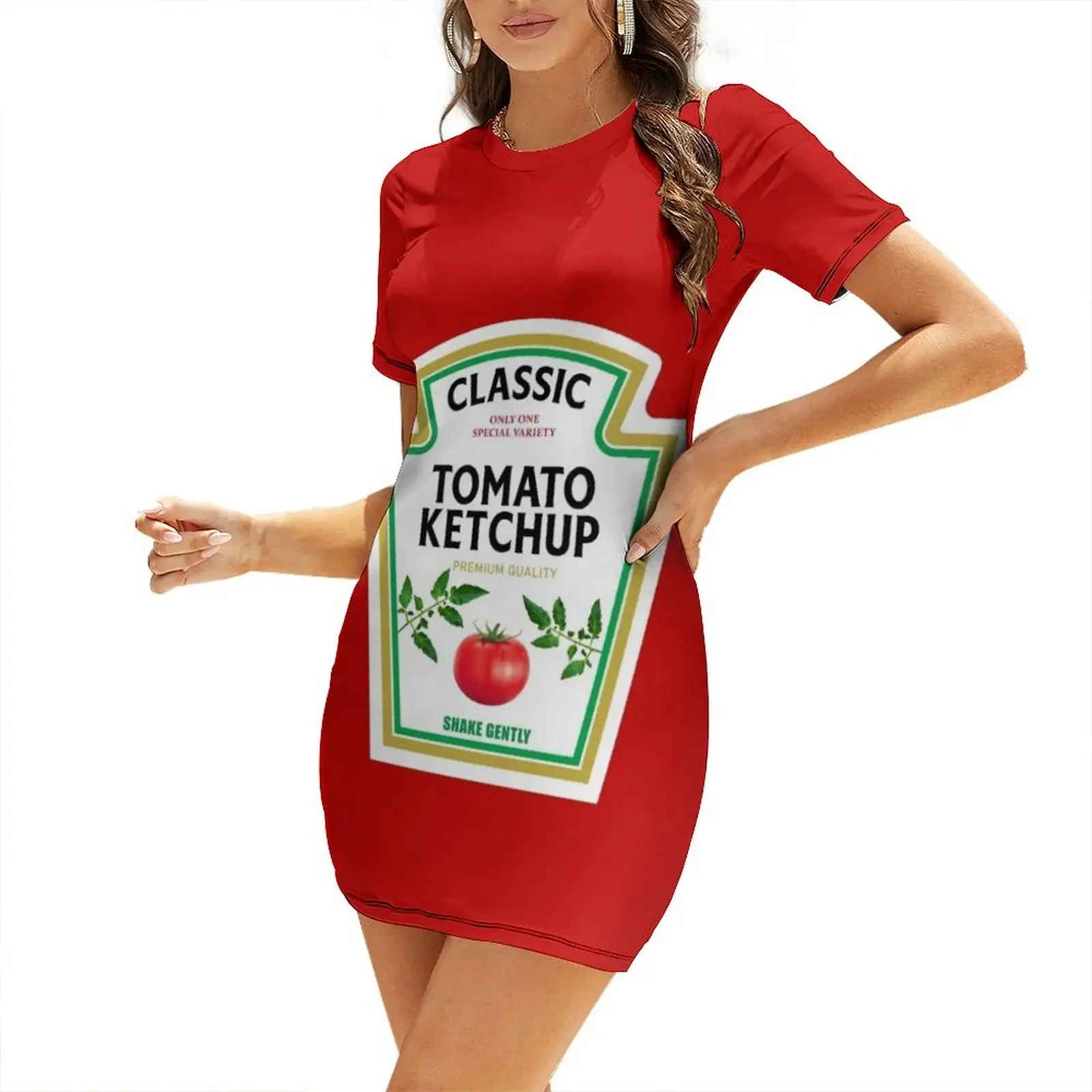 

Ketchup Halloween 2023 Costume Family Group Matching Couple Mustard Mayo Short-Sleeved Dress evening dress woman Dress