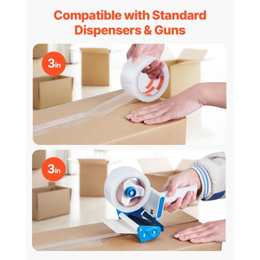 เทปกาวสำหรับบรรจุภัณฑ์แบบม้วน ชุด 18 ม้วน แกนขนาด 3 นิ้ว ยาว 65 หลา หนา 2.7 มิล กาวใส แข็งแรง ทนทาน สำหรับการขนส่งและการย้ายของ