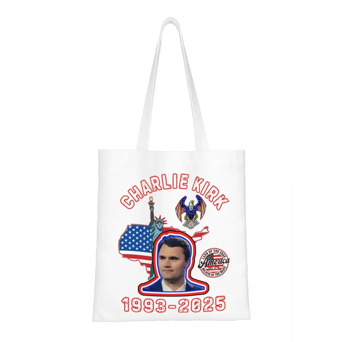 

Rest In Peace Чарли Кирк Сумки-тоут Женская сумка Складная студенческая легенда Never Die Сумка на плечо Сумка для покупок с принтом