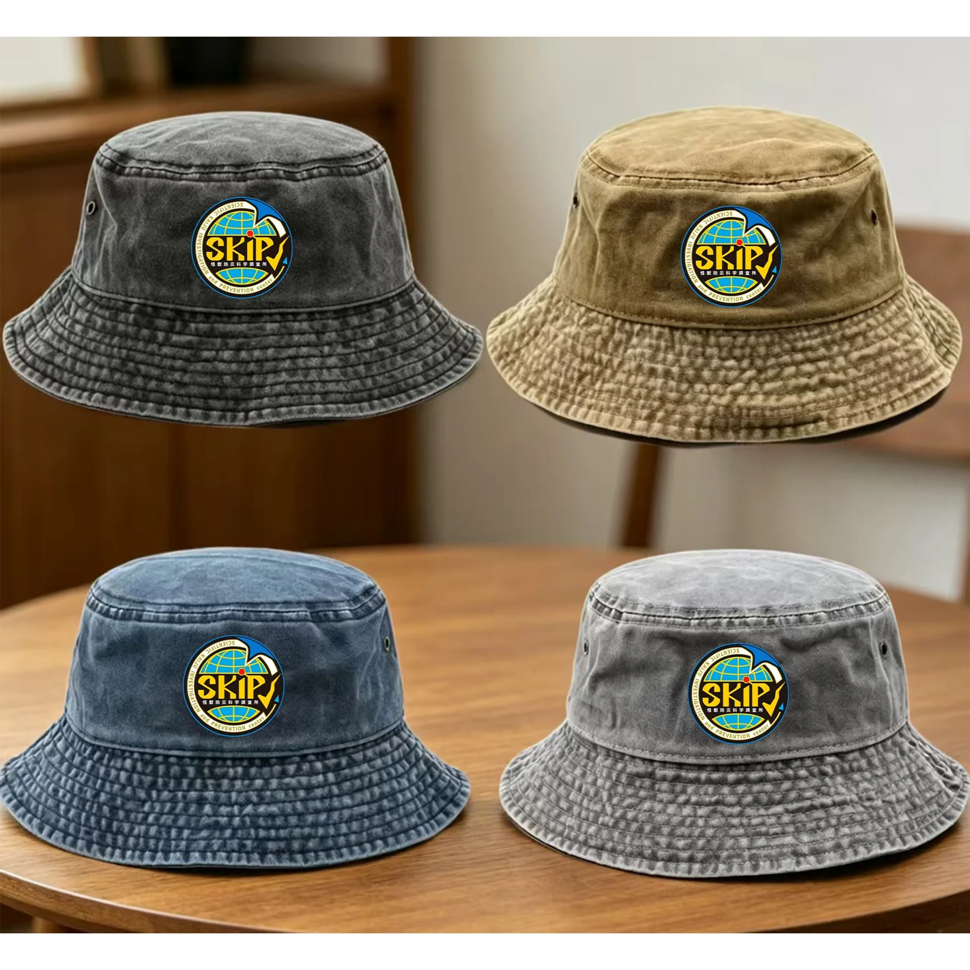 Monster Disaster Prevention Science Institute Printed Bucket Hat, Adjustable Unisex Bucket Hat, Casual Letter Pattern, Suitable