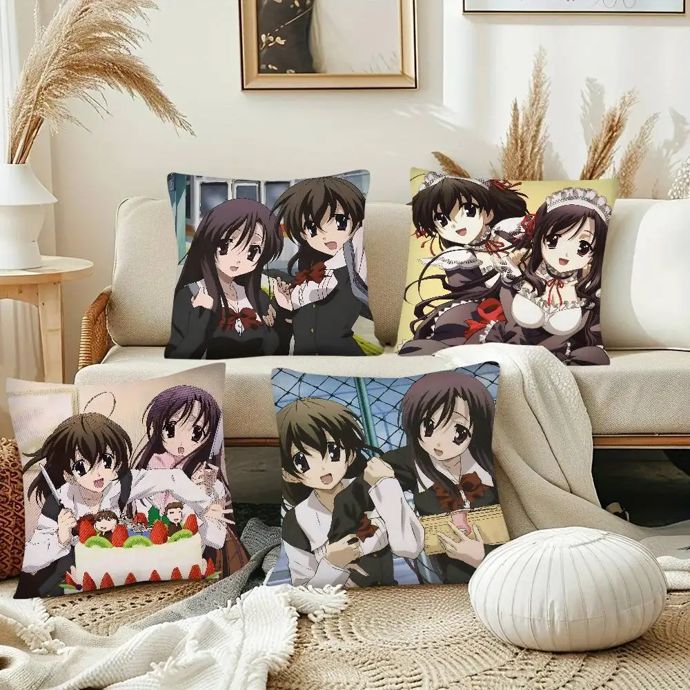 Anime S-School Days Katsura Kotonoha Pillow Case Fashion Square Pillowcase Bedroom Sofa Room Ins Decoration Leisure Cushion