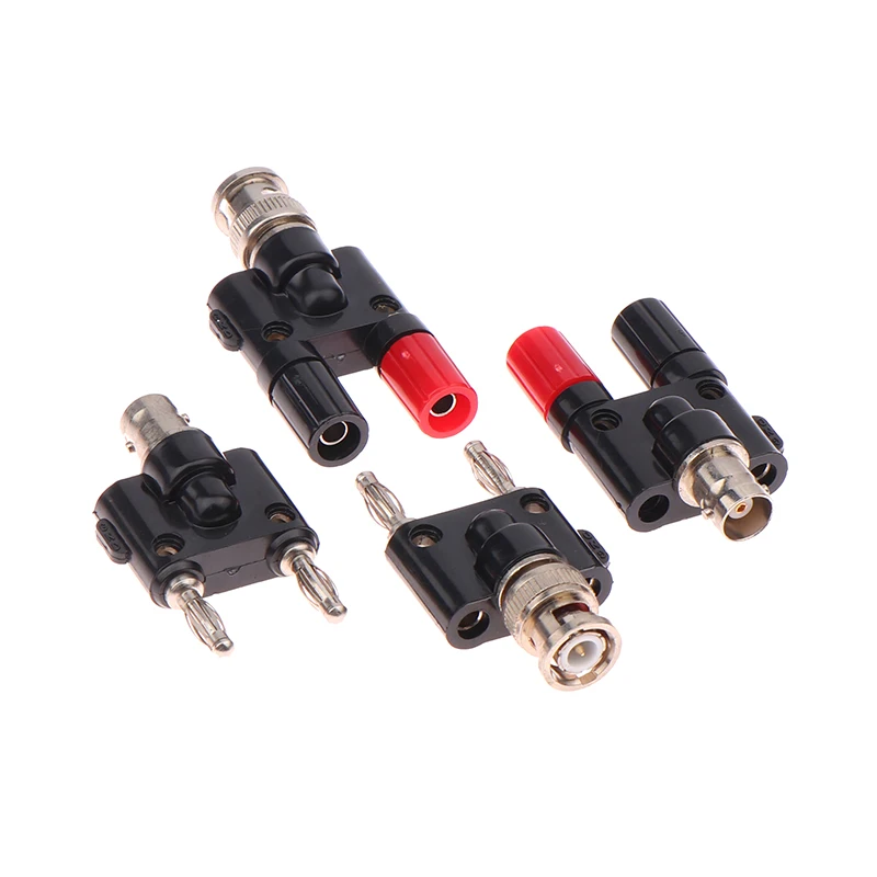 1pc adaptador bnc para banana macho plug & fêmea jack banana fêmea jack soquete ligação post rf coaxial divisor conversor