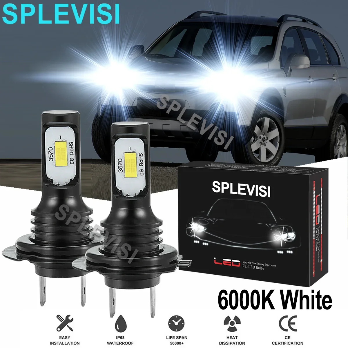 

2x70W White Car LED Headlight bulbs 6000K Fit For Suzuki Bandit Gsf1250s Gsf1250sa 2007 2008 2009