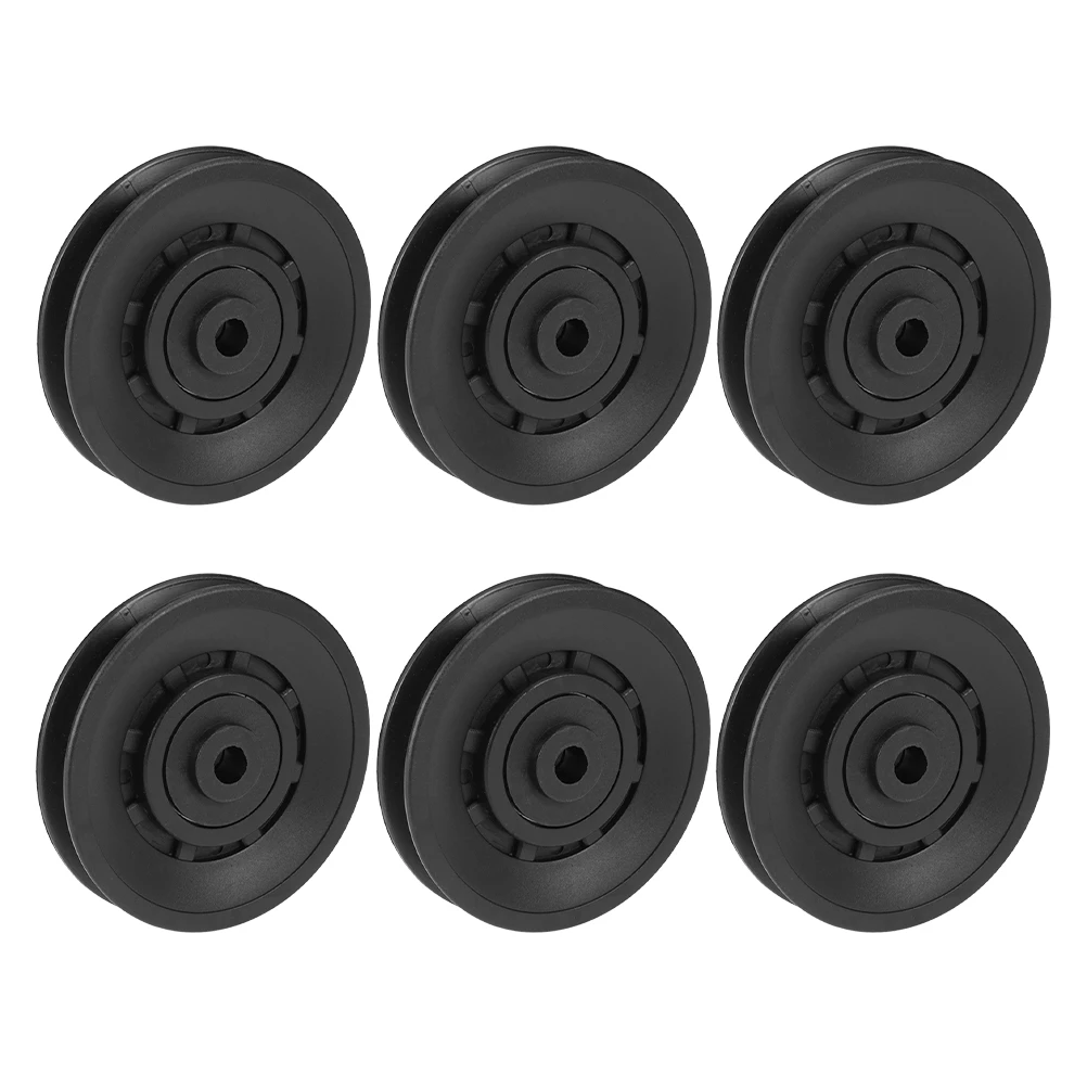 

6pcs Black PA6 Fitness Pulley Wheels Cable Machine Replacement Gym Workout Weight Training Exercise Equipment Accessories