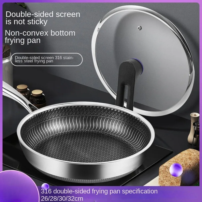 

Stainless Steel Non-Stick Pan for Home Use with Double-Sided Honeycomb Design Suitable for Induction and Gas Stove