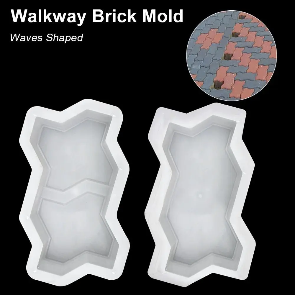 1Pcs Waves Shaped Paving Brick Mould Plastic Reusable Stepping Stone Paver DIY Concrete Path Maker Mold