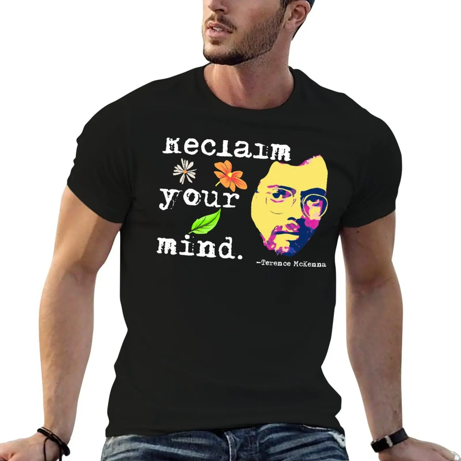 Reclaim Your Mind Psychedelic Terence McKenna T-Shirt Basic Casual Short Sleeve Cotton Shirt