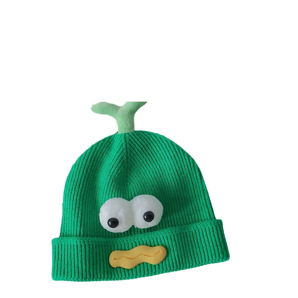 Cute Eyes Children Knitted Boys Girls Baby Hat Autumn Winter Personality Pacifier Hat Cartoon Warm Wool Cap