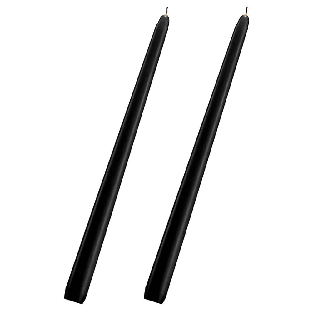 2 Pcs Taper Candles Black Decor Cotton Core Small Pillar Tall Pretty Paraffin Wax