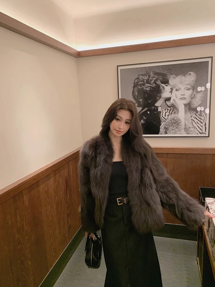 صديقة للبيئة الفراء Jaet المرأة ort Sle مريحة الدفء V-Ne طويلة Sve الوقوف صالح الخريف الشتاء وصول جديد #4