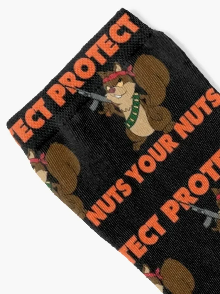 Funny Squirrel Hunting Gift Protect Nuts Gun Socks kids loose bright garter Men Socks Luxury Brand Women's