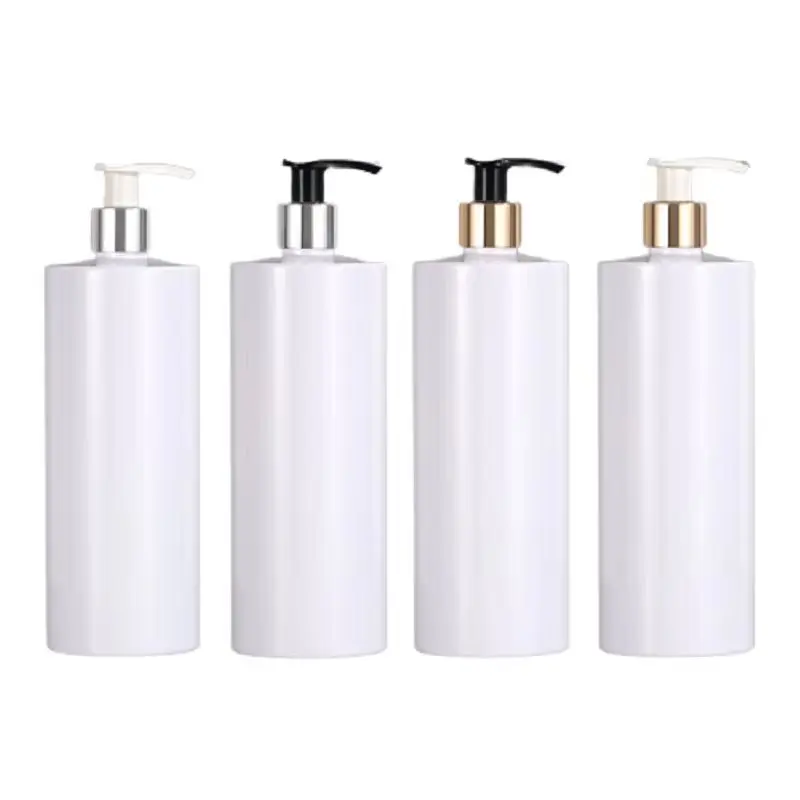 

10Pcs Lotion Pump Bottle 300ml 500ml Flat Shoulder PET Gold Silver Pump White Plastic Shampoo Shower Gel Bottles