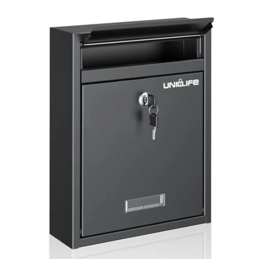 

Wall Mount Mailbox for Outside, Locking Mail Box, Large Mailbox with, Security Mail Box for House, Safe Key Drop Box, Post Box,