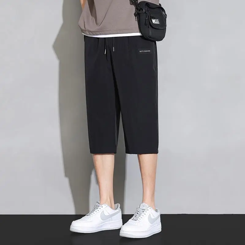 

Мужские орты из ледяного шелка Qui Dry, летние спортивные орты, повседневные пляжные, свободные, молодежные, для активного отдыха, длиной семь дюймов, прямые ноги