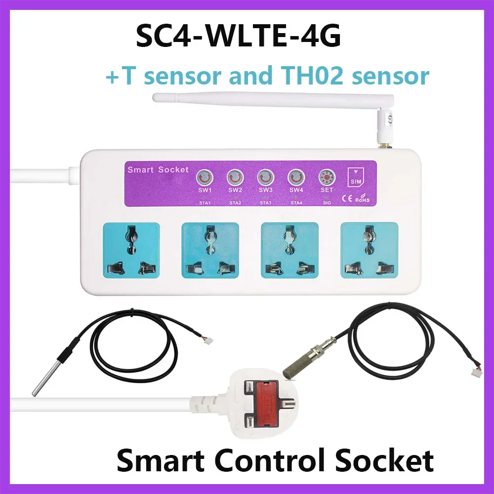 GSM SMS Smart Socket 4G LTE Smart Power Switch Plug Socket Power Failure Alarm Intelligent Electronic Temperature Control Socket