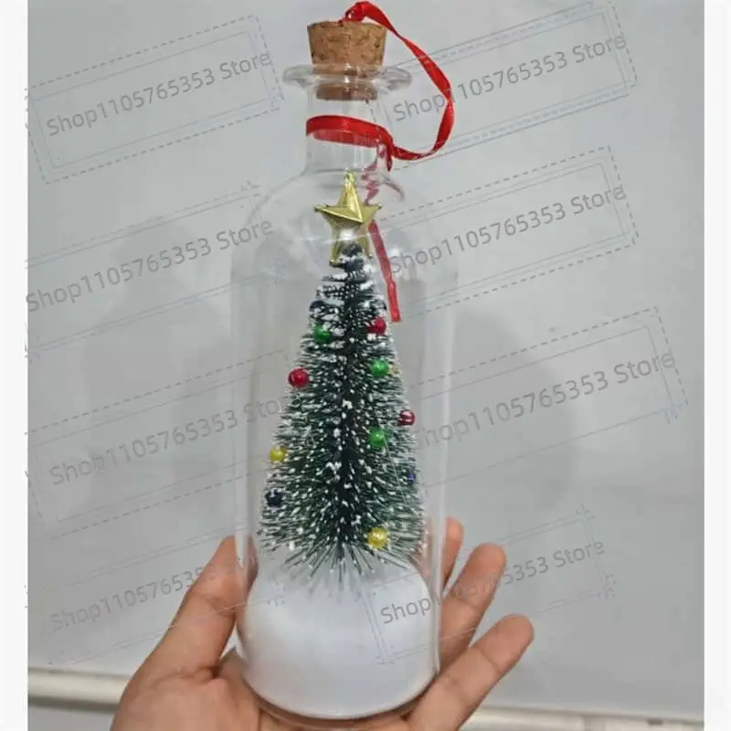 2026 Recordable Christmas Tree Message Bottle Home Ornaments Props Snowy Scene in Nostalgic Bottle,Christmas Party Gifts