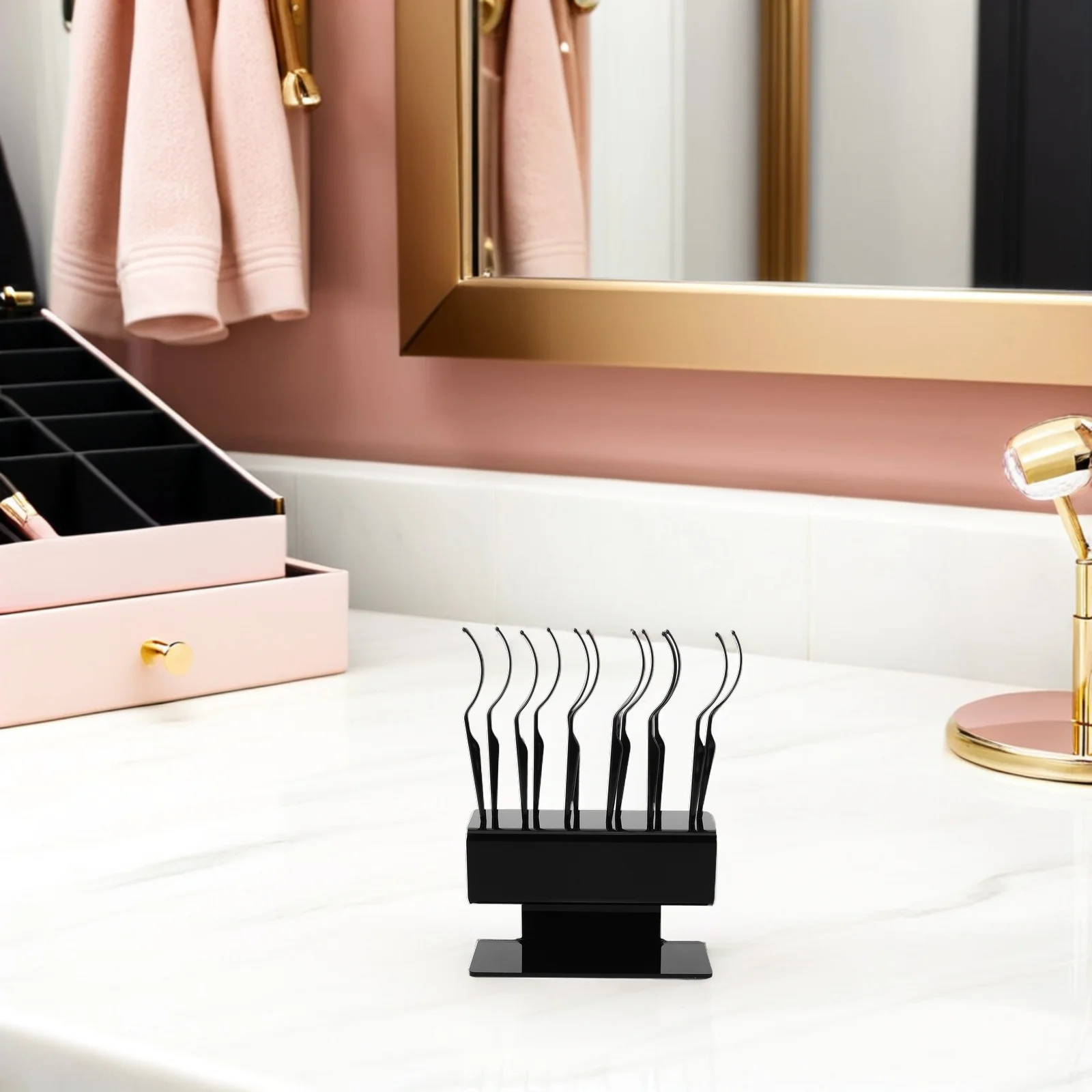 Présentoir d'extension noir, 1 ensemble, support de faux cils, outil de greffage de cils, organisateur de rangement pour Salon de maquillage, Station de cils