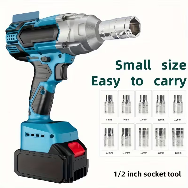  10-Piece 1/2 Inch Crv Torque Wrench Set, 8-19mm, High-Torque Electric Impact Wrench Accessories, Wireless Impact Wrench, Carbon 