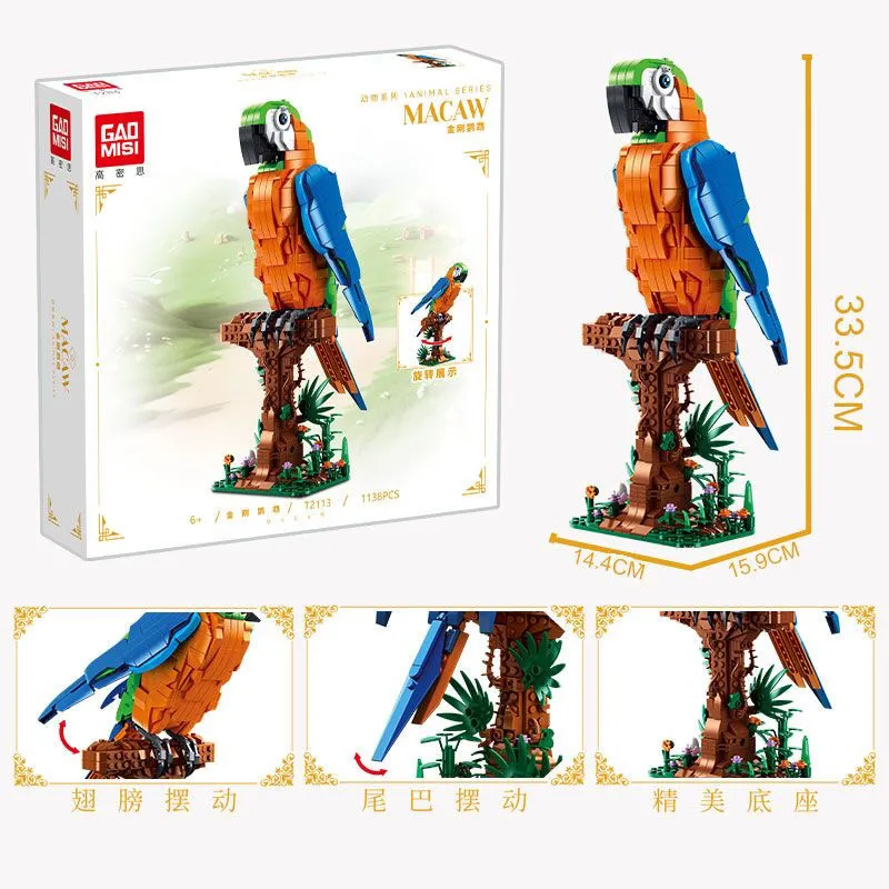 

Parrot Model Building Blocks Animal Series Bird Small Particle Desktop Ornaments Educational Assembly Toy Birthday Gift T2113
