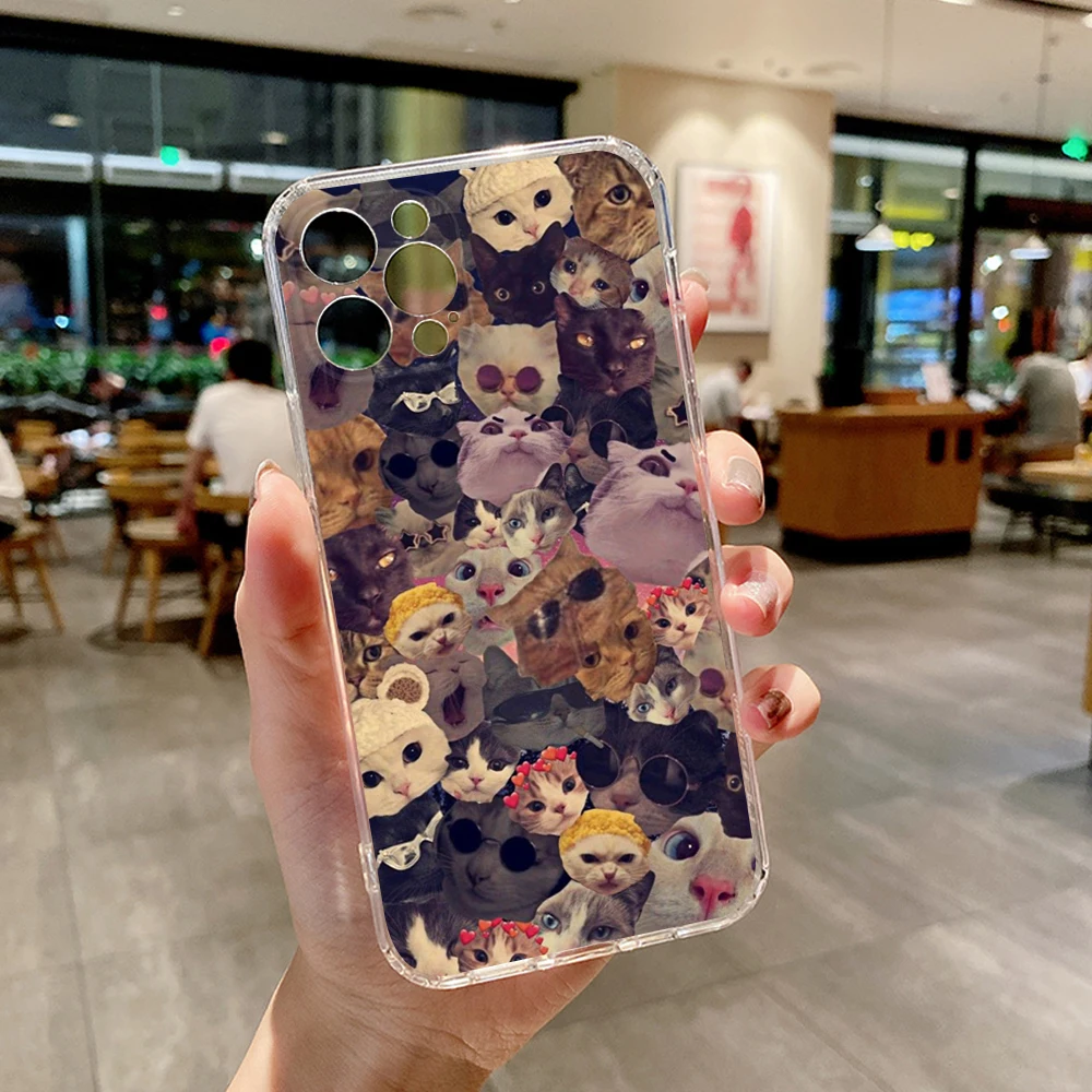 FOR IPhone 14 Crying Cat Memes Phone Case 14 11 12 Pro 8 7 14 Plus X Pro 14 MAX 13 MINI XR XS 14 13 pro SE2020 Soft Phone Covers