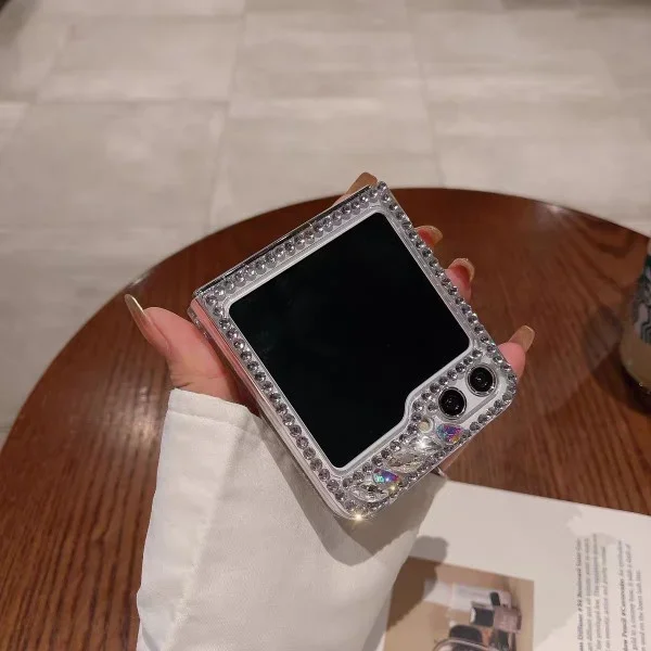 삼성 갤럭시 Z 플립 4G 6 5 4 3 5G DIY 패션 핫 3D 블링 반짝이 크리스탈 다이아몬드 향수병 하드 클리어 케이스 커버