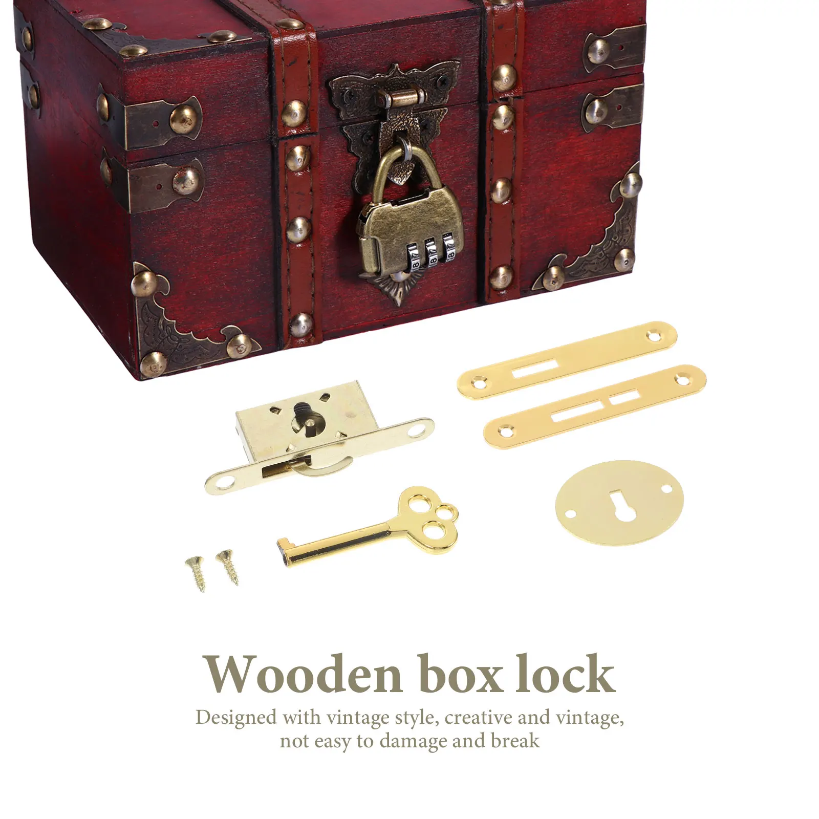 

2 Sets Zinc Alloy Locks Vintage Wooden Box Cabinet Latch Sturdy Decorative Security Hardware For Jewelry Tool Boxes Case Lock