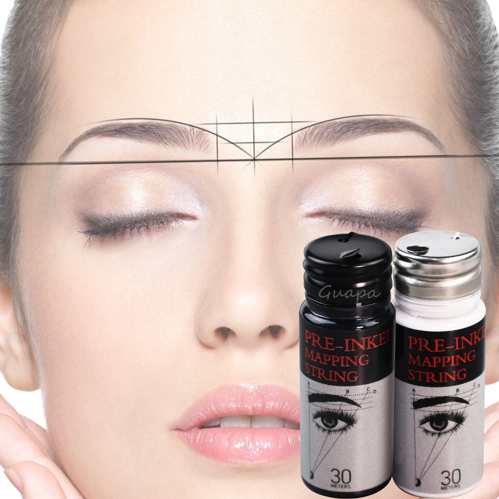 30m Black/White Microblading Mapping String Pre-Inked Eyebrow Marker Thread Tattoo Brows Point Pre Inked Mapping String