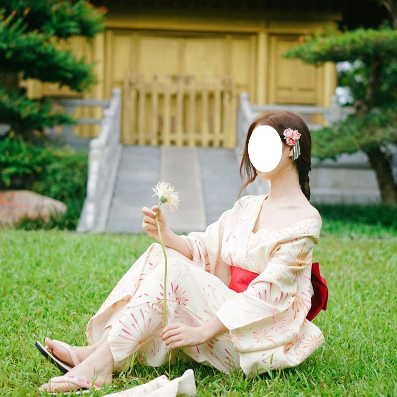 

Kimono Yukata, Retro Sakura Pattern Furisode Outfit, Elegant Costume For Photography, Cosplay And Daily Themed Casual Wear