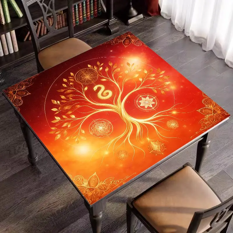 VIKAMA Black Gold Gemini Zodiac Altar Cloth Magic Circle Tarot Mat for Witchcraft Decor