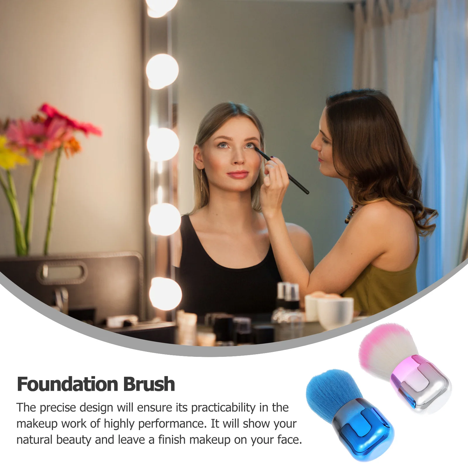 Juego de brochas de maquillaje con forma de seta, fibra sintética para colorete en polvo, base, aplicación facial, suave y densa, 2 uds.