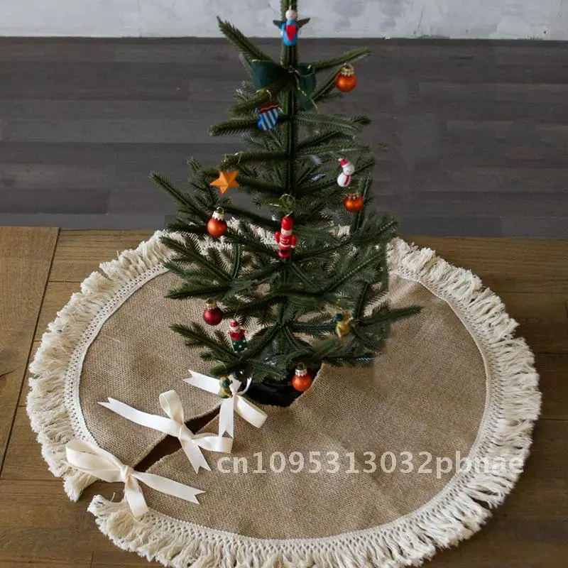 

New Arrival Linen Hairy Tree Dress Vintage Linen Tassel Small Tree Dress Home Decoration Christmas Decoration