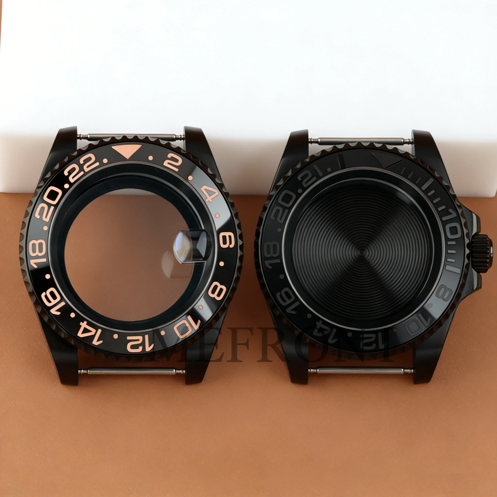 High-quality Black PVD 40MM NH35 Watch Case Sapphire Dive Waterproof Suitable For Submariner GMT NH34 NH35 NH36 NH38 Movement