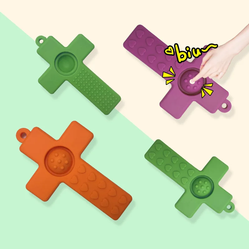 Mordedor de bloques de construcción para bebé, mordedor para masticar, palitos para mordedor con colgantes, anillos cruzados de silicona, juguetes para bebé de 0 a 12 meses