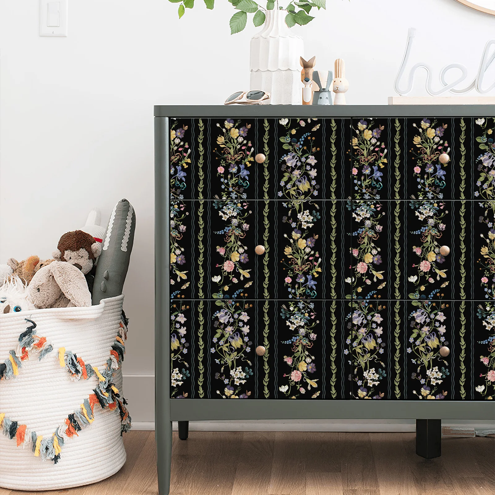 Floral Peel and Stick Wallpaper Removable Furniture Renovation Stickers Waterproof PVC