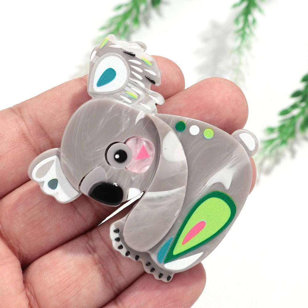 Lustige Acryl-Cartoon-Tiere Koala-Anstecknadeln für Frauen, Niedliche Harz-Splicing-Broschen, Kleidungs-Schmuck-Geschenke – Detail 4