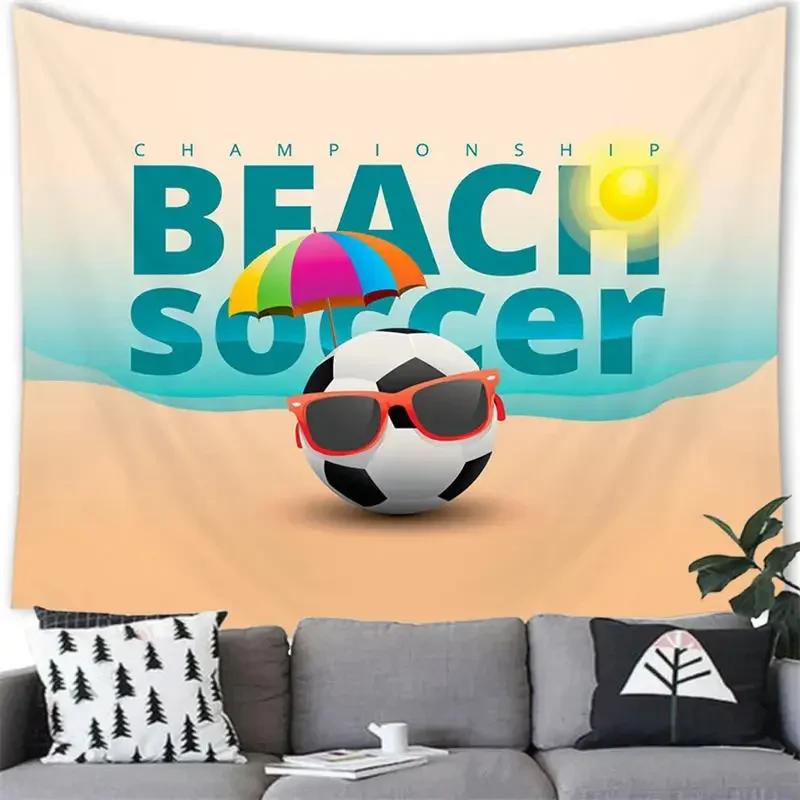 Summer Beach Tapestry Wall Hanging Cartoon Summer Beach  Party Home Bedroom Living Room Aestheticism Decor Background Tapestry