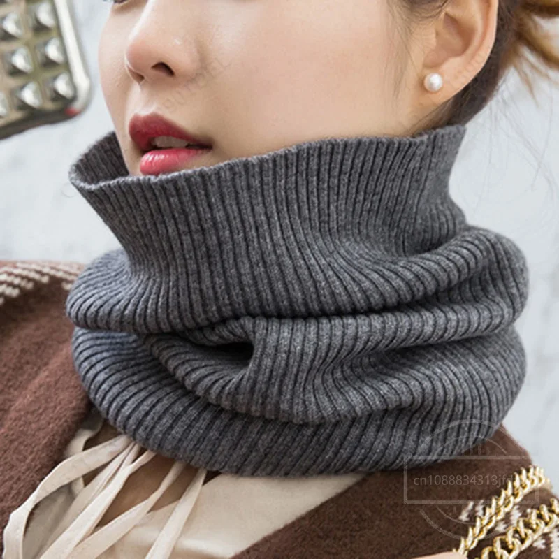 Winter Warm Cashmere Scarves Unisex Elastic Wool Knit Ring Neck Scarf Snood Female Thicken Windproof Cycling Driving Pullove