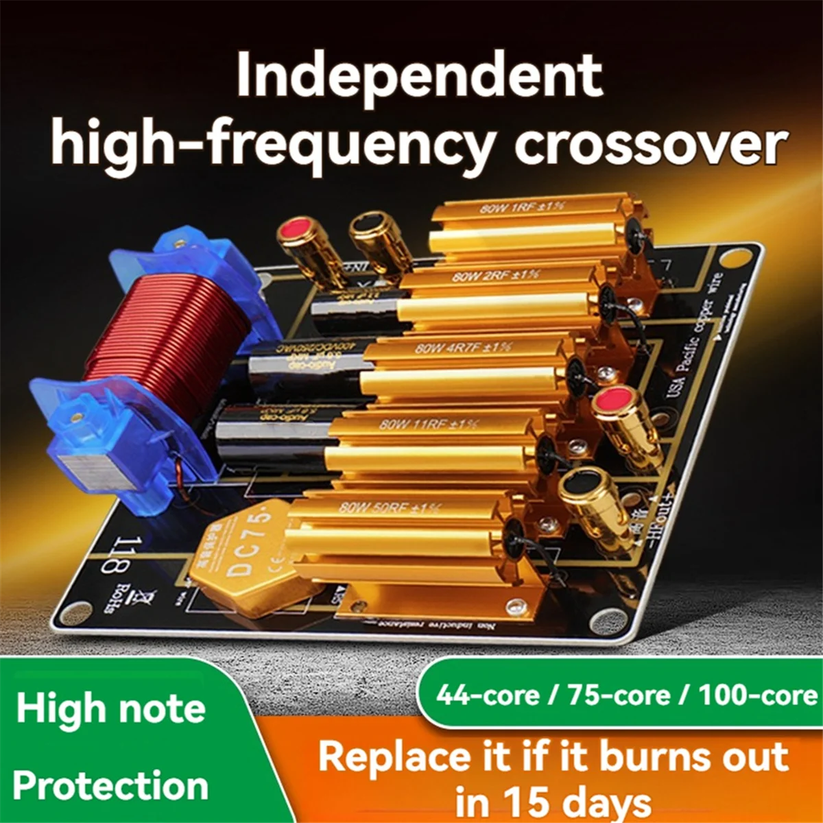 

2025 + 500 Вт одиночный высокочастотный динамик, делитель частоты, аудиодинамик, кроссовер, 1900 Гц, сценический домашний кинотеатр, аудиокроссоверный фильтр